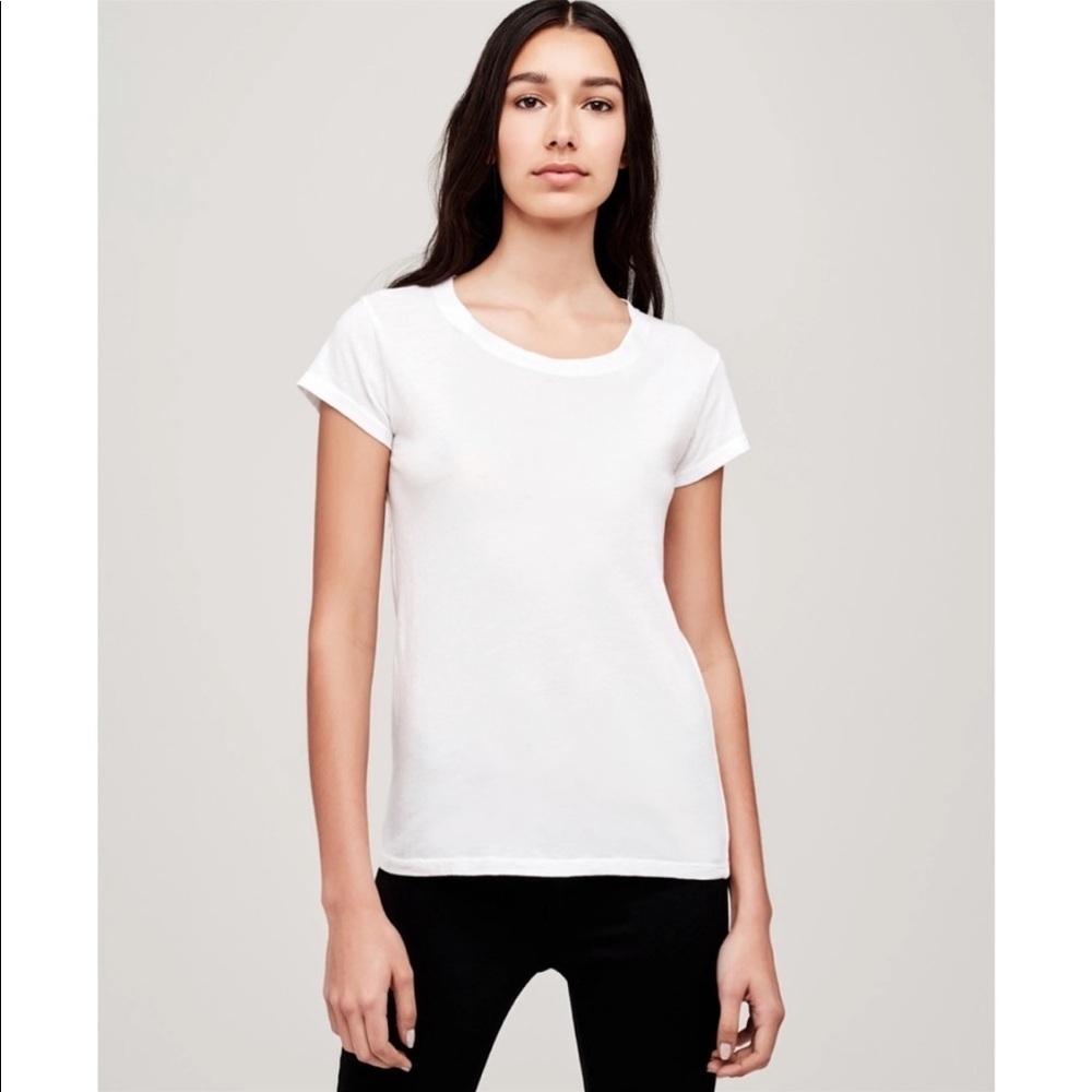 L’AGENCE | White distressed T-shirt tee top